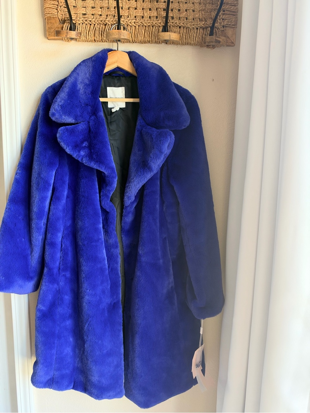 Avec Les Filles Plush Royal Blue Teddy Coat for Women